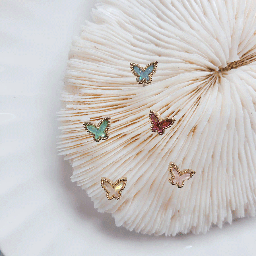 [당일출고] 미니 나비 에폭 스터드 컬러 볼드 레이어드 귓바퀴 귀걸이 5color